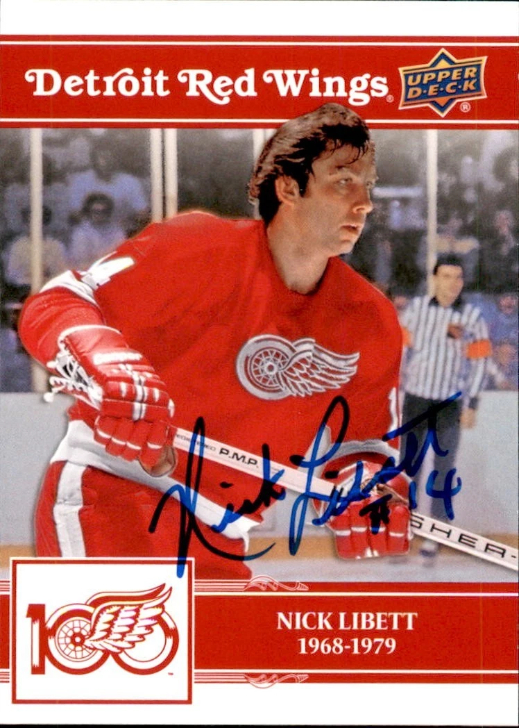 Nick Libett Signed 2025/26 Upper Deck Detroit Red Wings Centennial Card #54