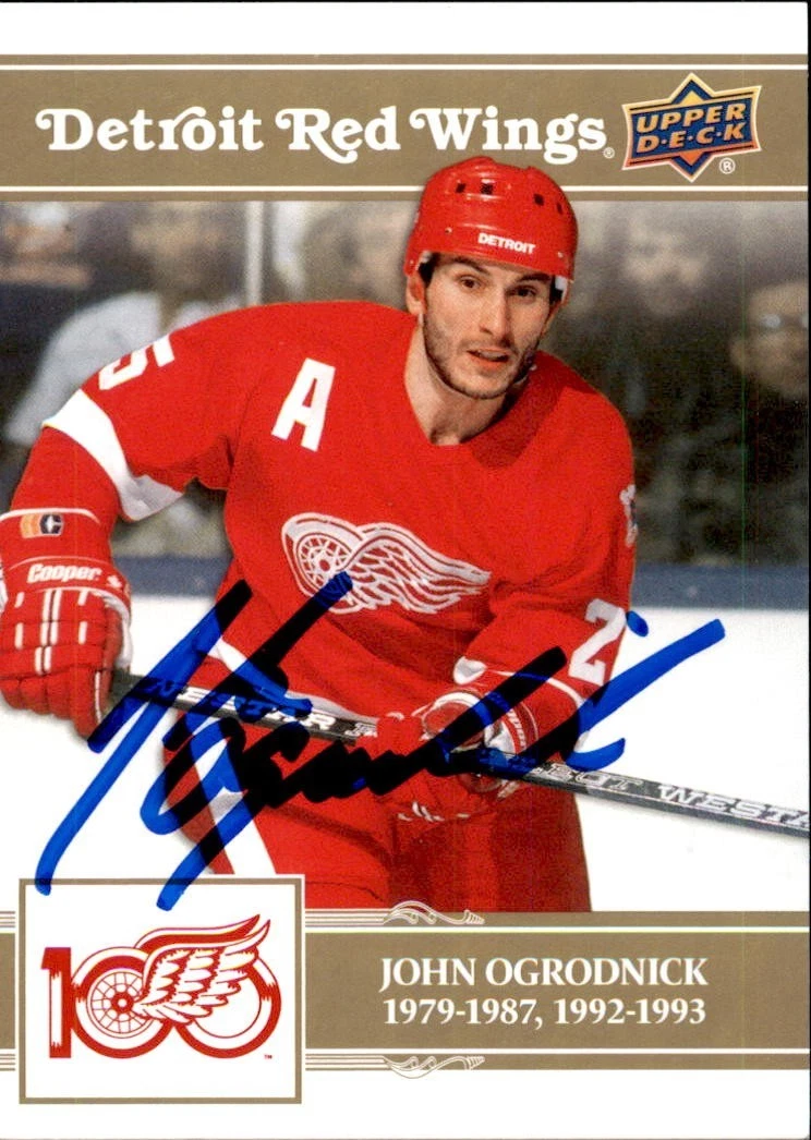 John Ogrodnick Signed 2025/26 Upper Deck Detroit Red Wings Centennial Gold Card