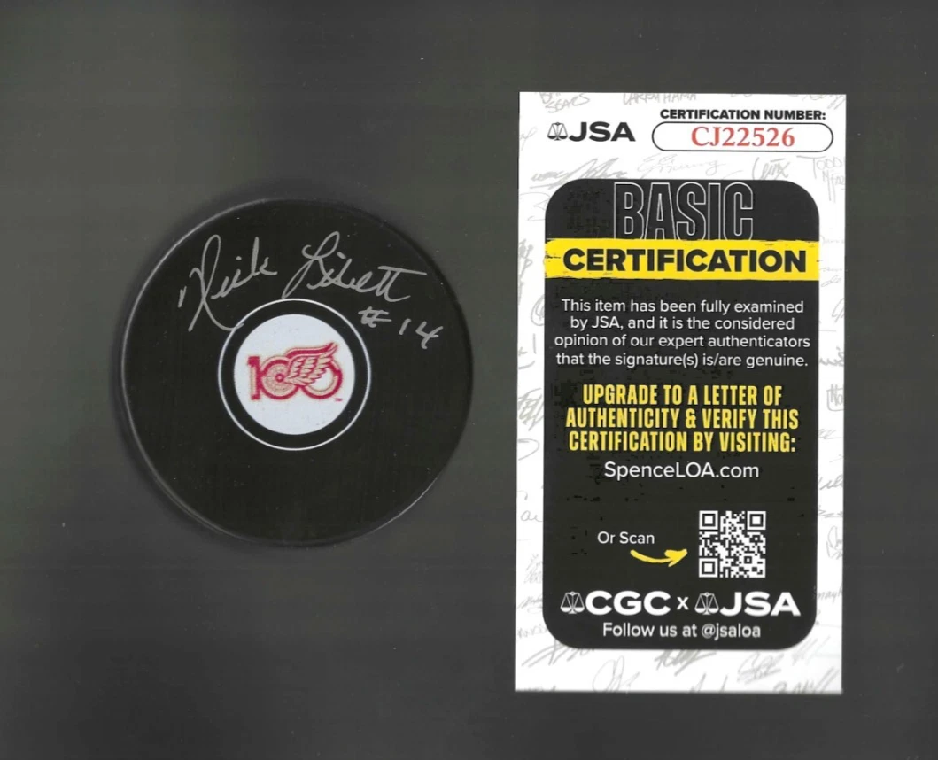 Nick Libett Signed Detroit Red Wings Centennial 100th Puck JSA COA