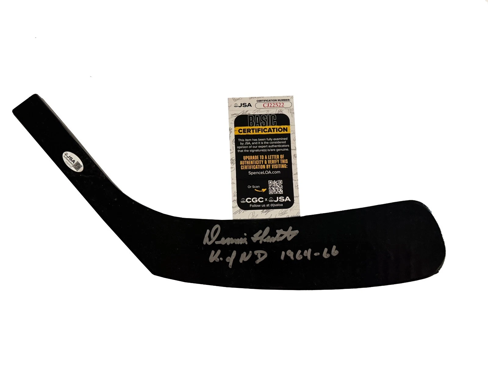 Dennis Hextall Signed Inscribed North Dakota Fighting Sioux Stick Blade JSA COA