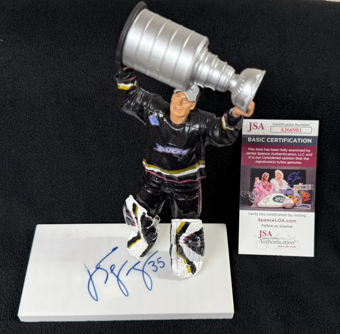 Jean-Sebastien Giguere Signed Anaheim Ducks Custom McFarlane Cup Figure JSA COA