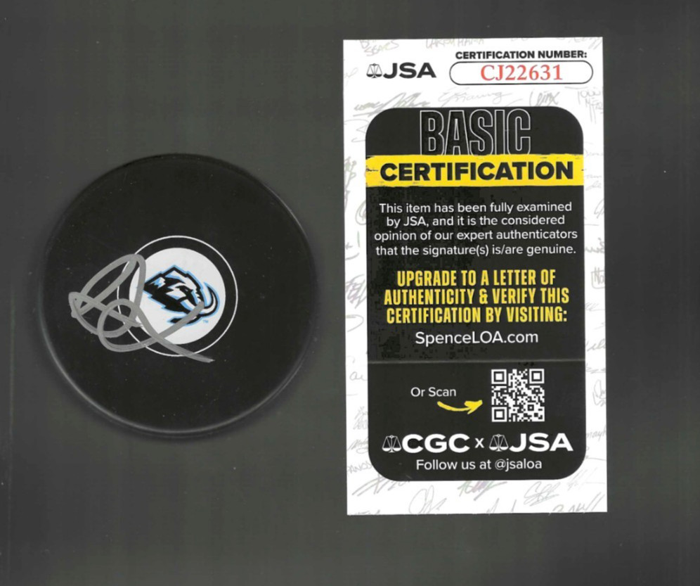 Andre Tourigny Signed Utah Mammoth Puck JSA COA