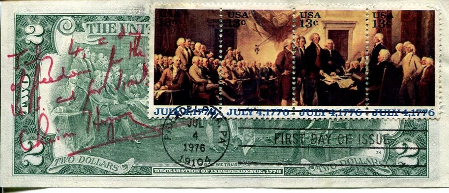 Chaim Herzog 6th President of Israel IDF General Signed Autograph $2 Bill Quote
