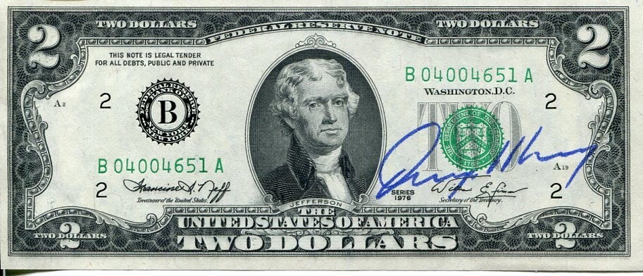 George Meany Labor Leader AFL–CIO American Federation Signed Autograph $2 Bill