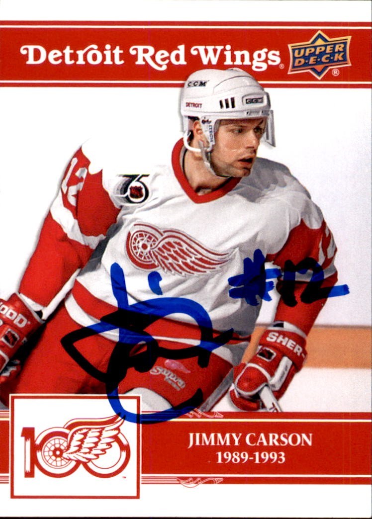 Jimmy Carson Signed 2025/26 Upper Deck Detroit Red Wings Centennial Card #53