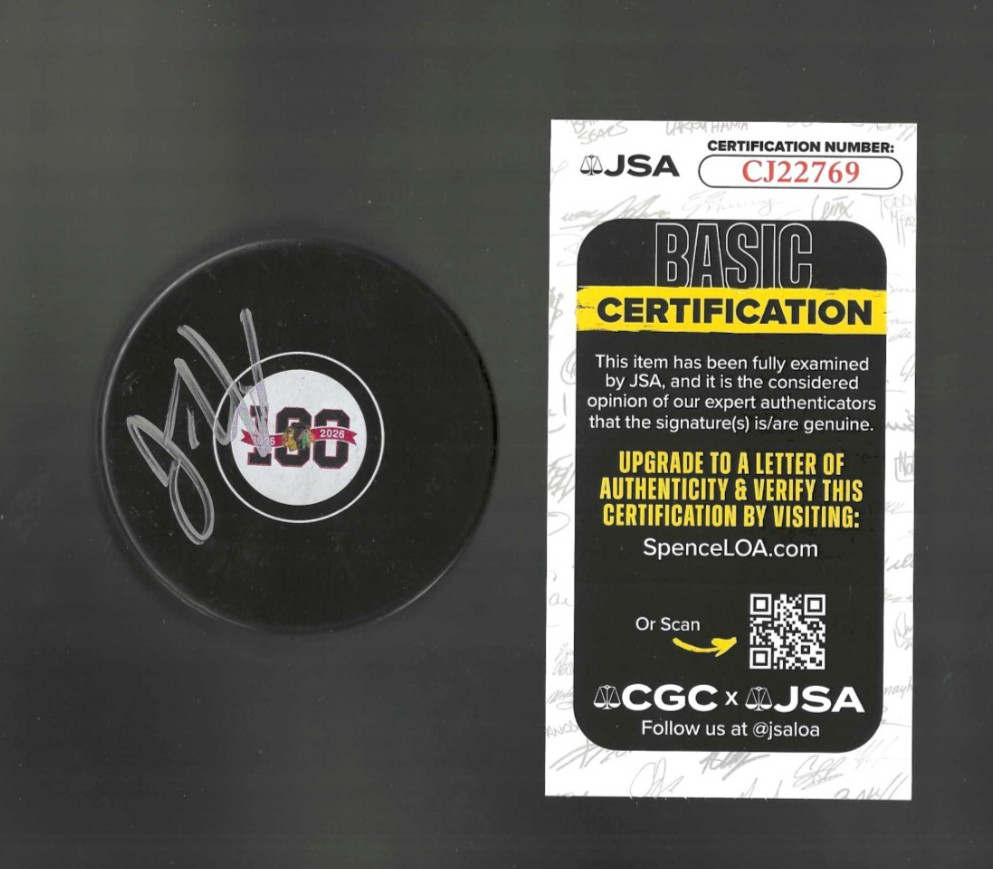 Trent Yawney Signed Chicago Blackhawks Centennial 100th Puck JSA COA