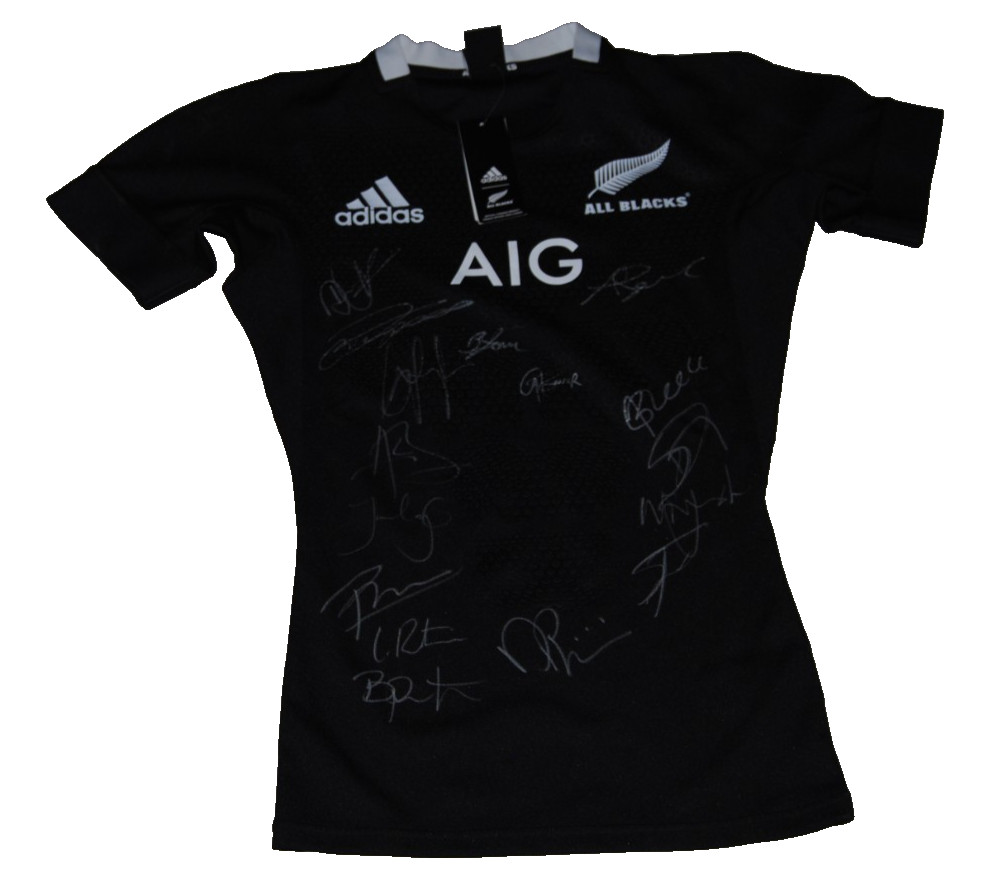 2025-26 NEW ZEALAND ALL BLACKS team signed ADIDAS RUGBY 15 Auto's jersey W/COA