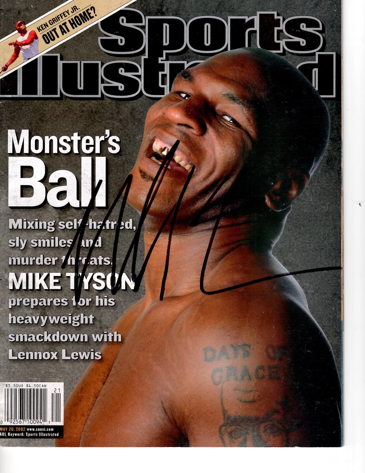 BOXING LEGEND MIKE TYSON SIGNED SPORTS ILLUSTRATED MAGAZINE