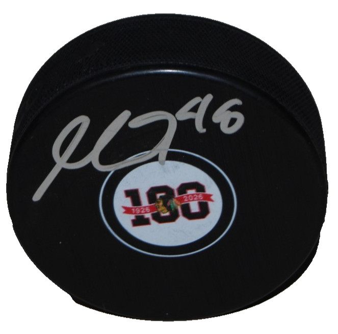 MATT GRZELCYK signed (CHICAGO BLACKHAWKS) 100th Anniversary puck BECKETT BV10220