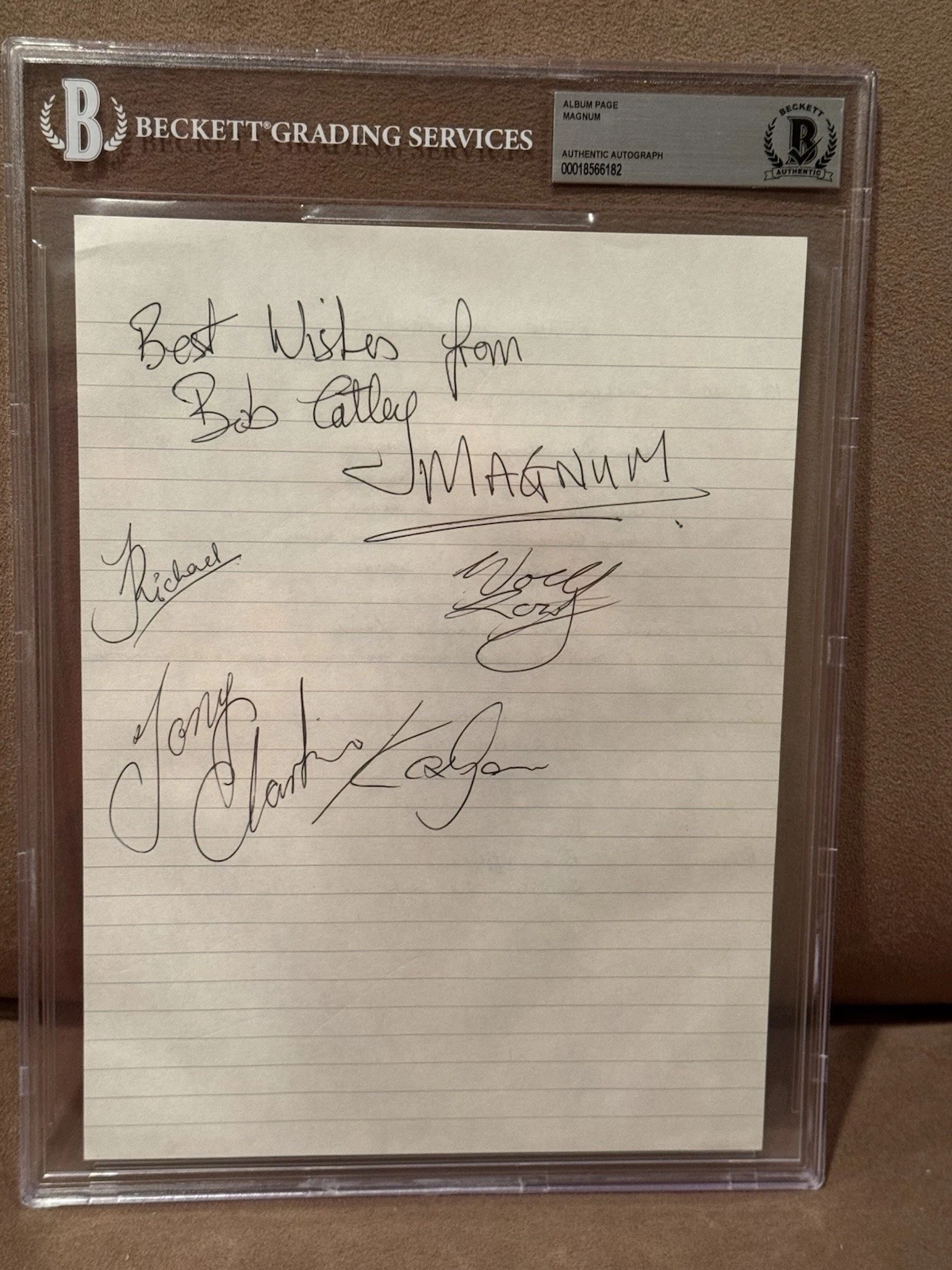 The Band “Magnum” Signed Autographed Album Page by 5 Beckett Bob Richard Tony +