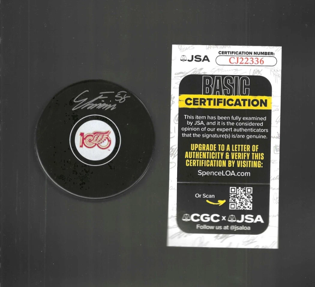 Emmitt Finnie Signed Detroit Red Wings Centennial 100th Puck JSA COA