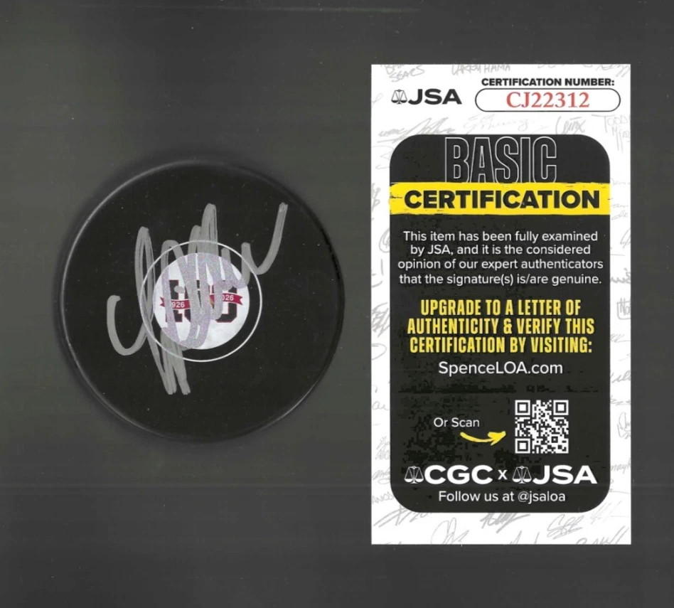 Luke Richardson Signed Chicago Blackhawks Centennial 100th Puck JSA COA