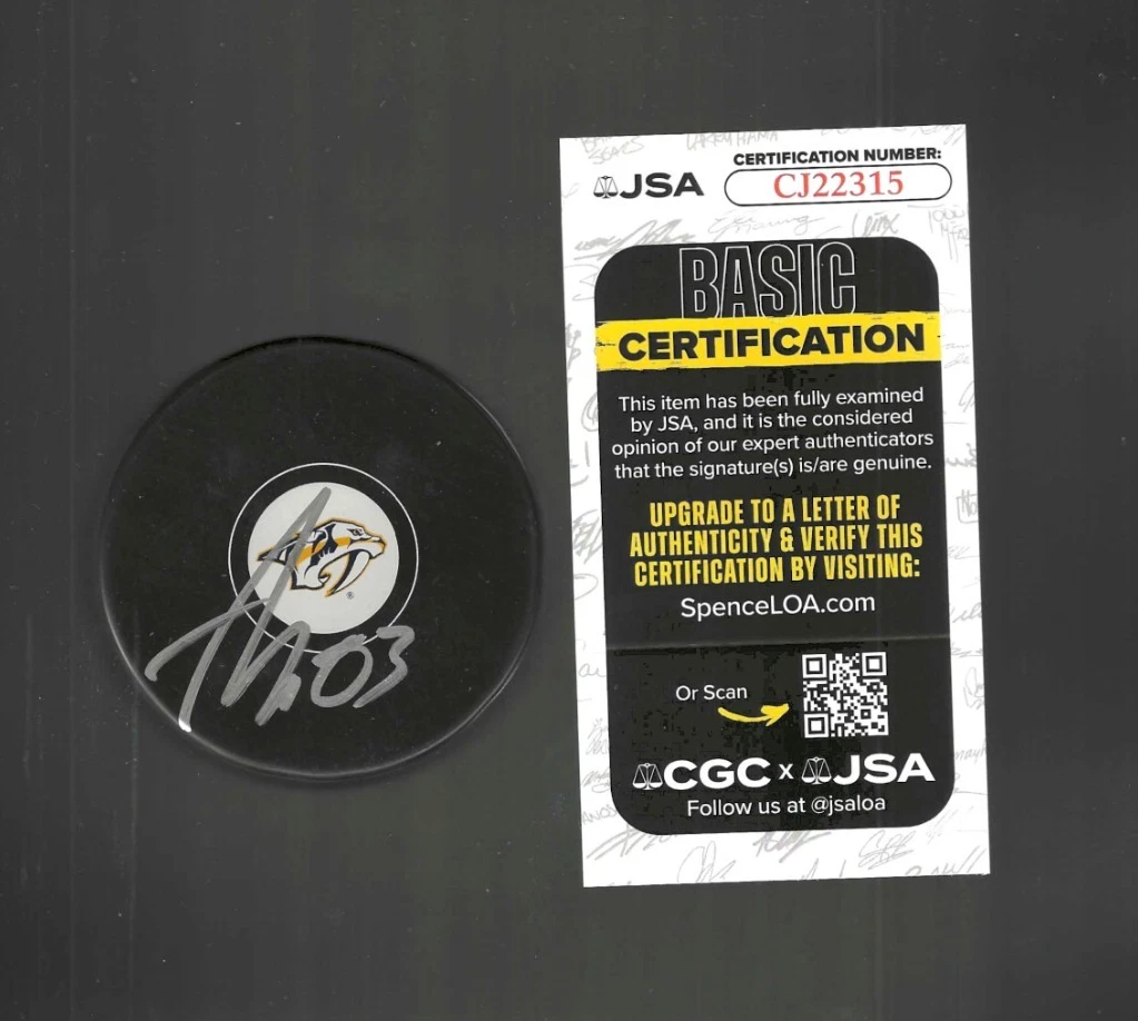 Adam Wilsby Signed Nashville Predators Puck JSA COA
