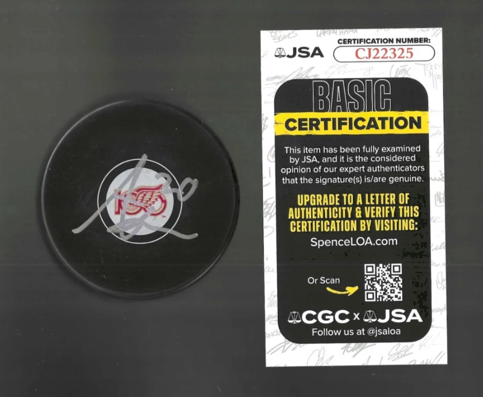Albert Johansson Signed Detroit Red Wings Centennial 100th Puck JSA COA