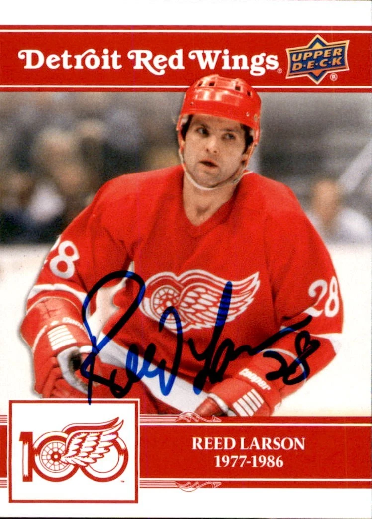 Reed Larson Signed 2025/26 Upper Deck Detroit Red Wings Centennial Card #19