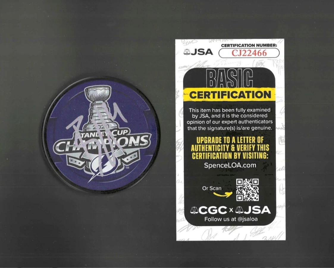 Brayden Point Signed Tampa Bay Lightning 2020 Stanley Cup Champs Puck JSA COA