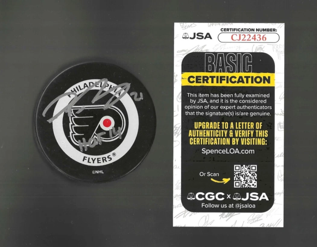 Peter Forsberg Signed Inscribed Philadelphia Flyers Official Game Puck JSA COA