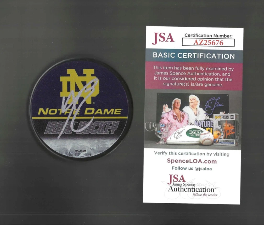 Bryan Rust Signed Notre Dame Fighting Irish Puck Pittsburgh Penguins JSA COA