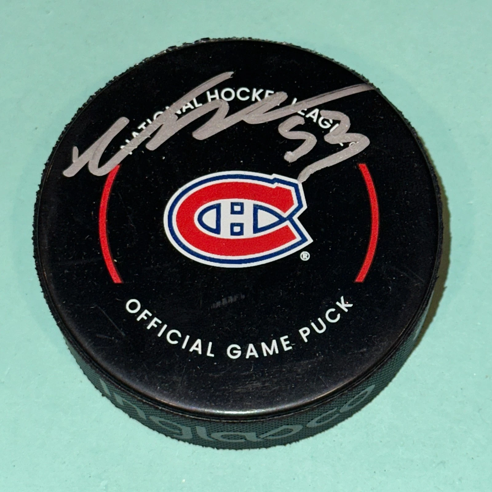 NOAH DOBSON Signed Montreal CANADIENS Official GAME Puck Beckett (BAS)