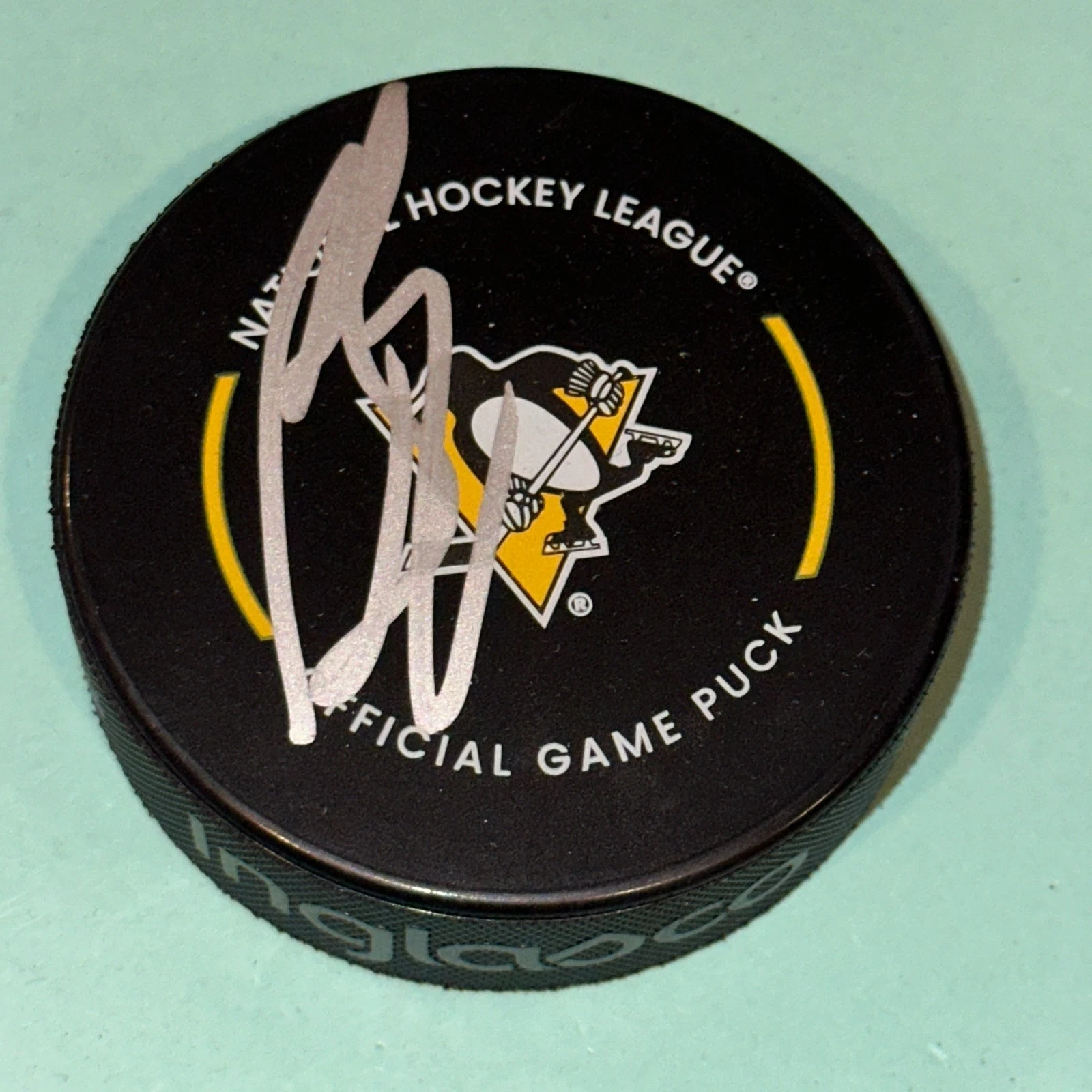 RON FRANCIS Signed Pittsburgh PENGUINS Official GAME Puck Beckett (BAS)