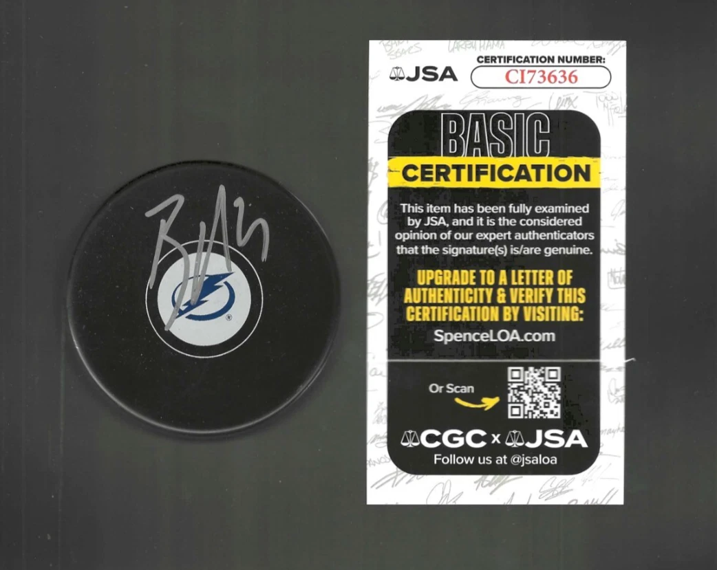 Brayden Point Signed Tampa Bay Lightning Puck JSA COA