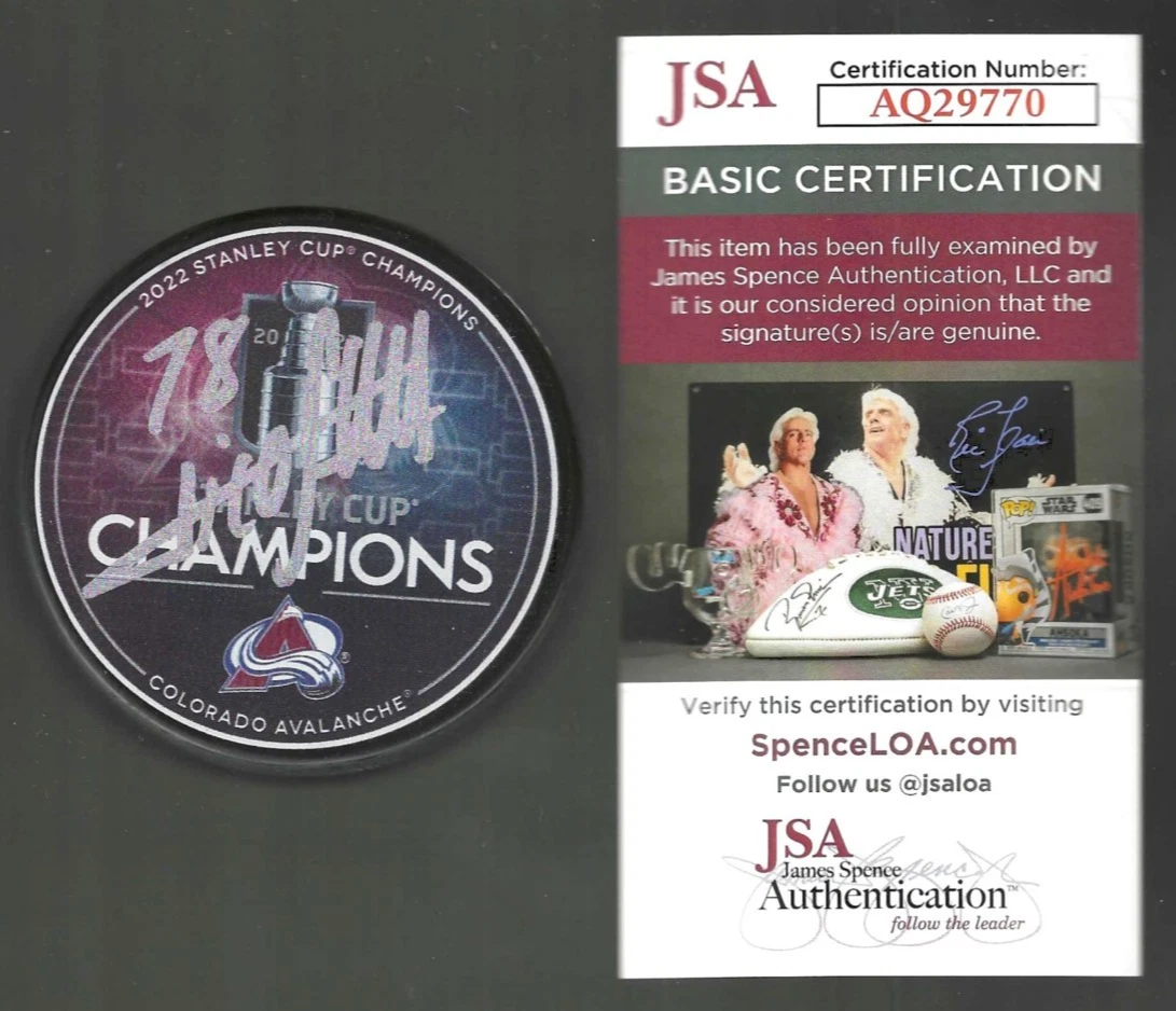 Nico Sturm Signed Colorado Avalanche 2022 Stanley Cup Champions Puck JSA COA