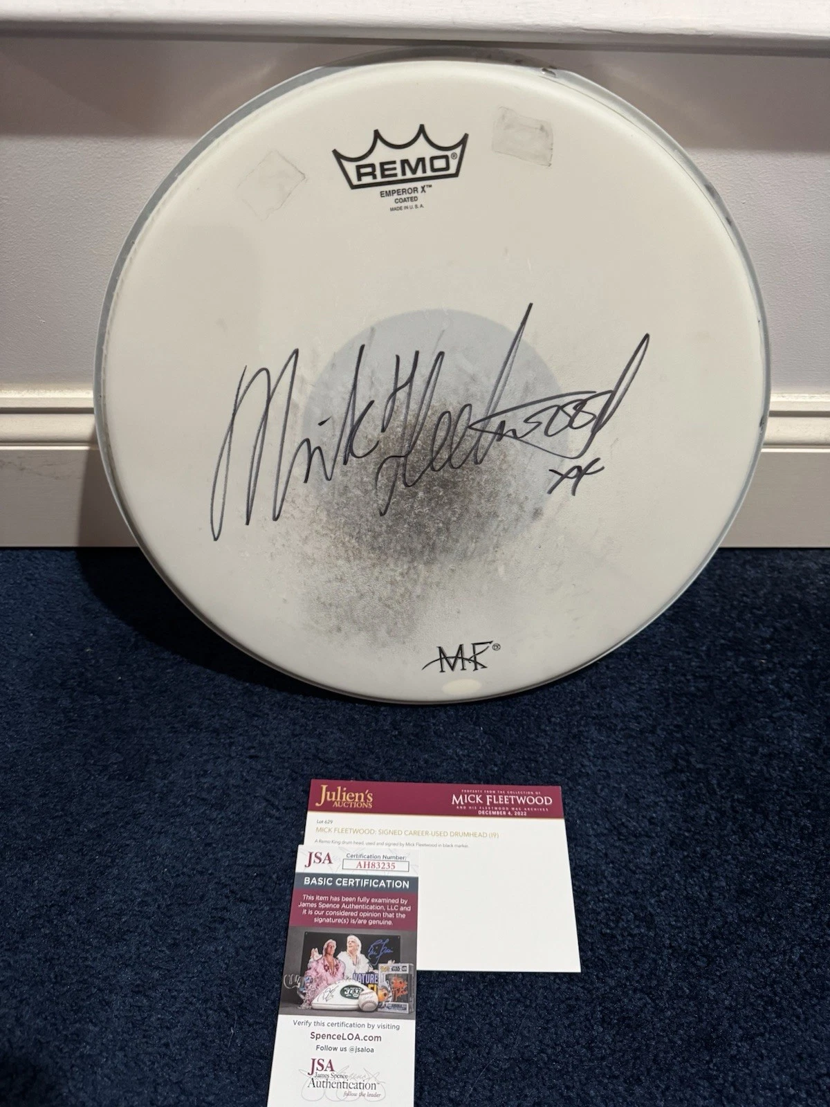 Awesome Personally Owned + Stage Used Mick Fleetwood Remo Drum Head From Estate