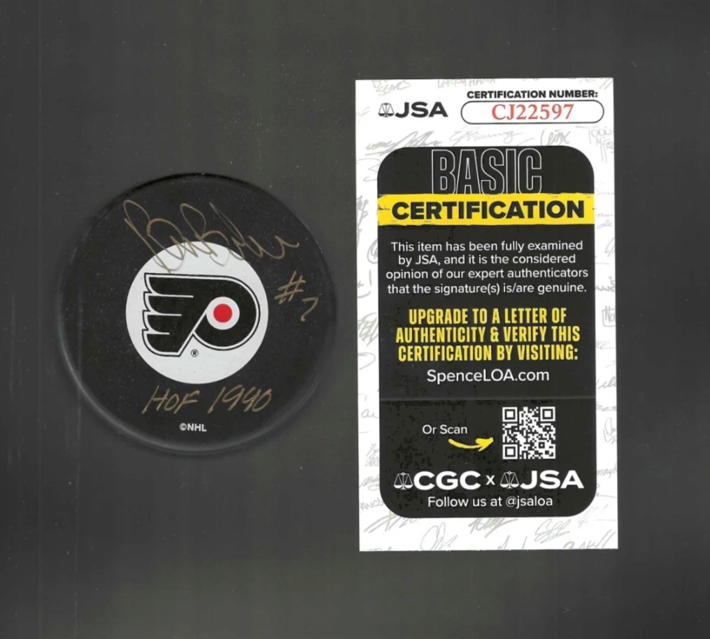 Bill Barber Signed & Inscribed Philadelphia Flyers Puck JSA COA