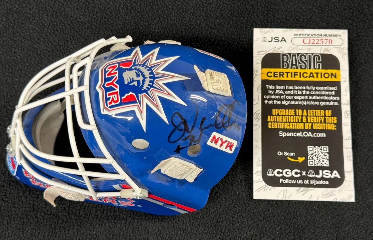 John Vanbiesbrouck Signed New York Rangers Liberty Mini Goalie Mask JSA COA