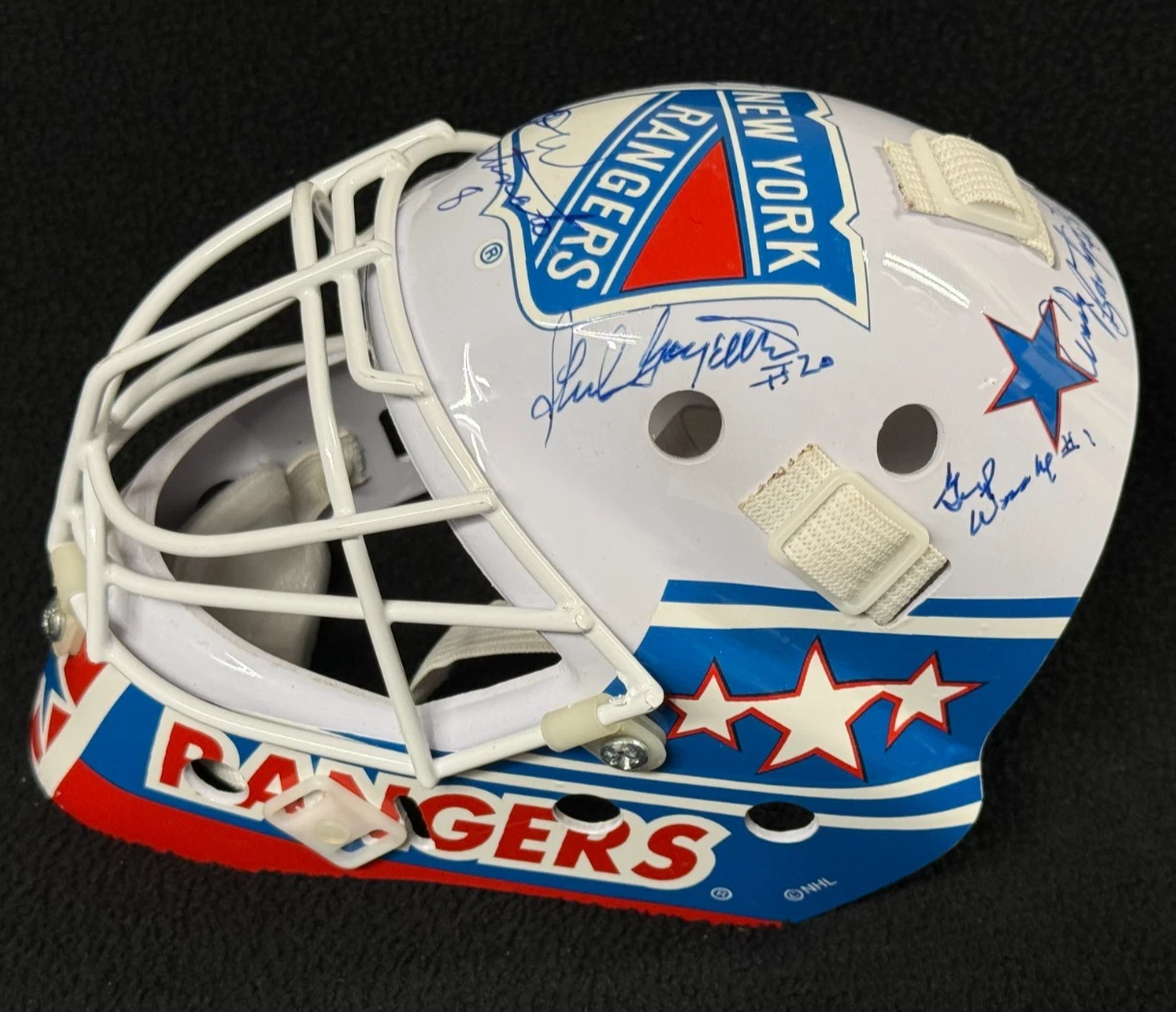 New York Rangers Greats & HOFers Mini Goalie Mask Signed By 6 JSA COA