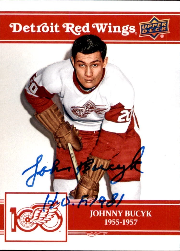 John Bucyk Signed 2025/26 Upper Deck Detroit Red Wings Centennial Card #39