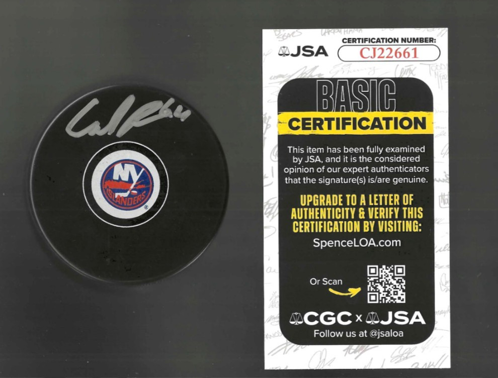 Calum Ritchie Signed New York Islanders Puck JSA COA