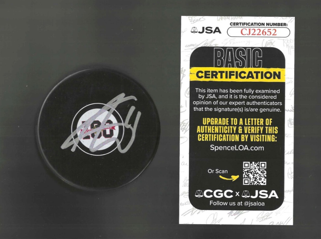 Anthony Duclair Signed Chicago Blackhawks Centennial 100th Puck JSA COA