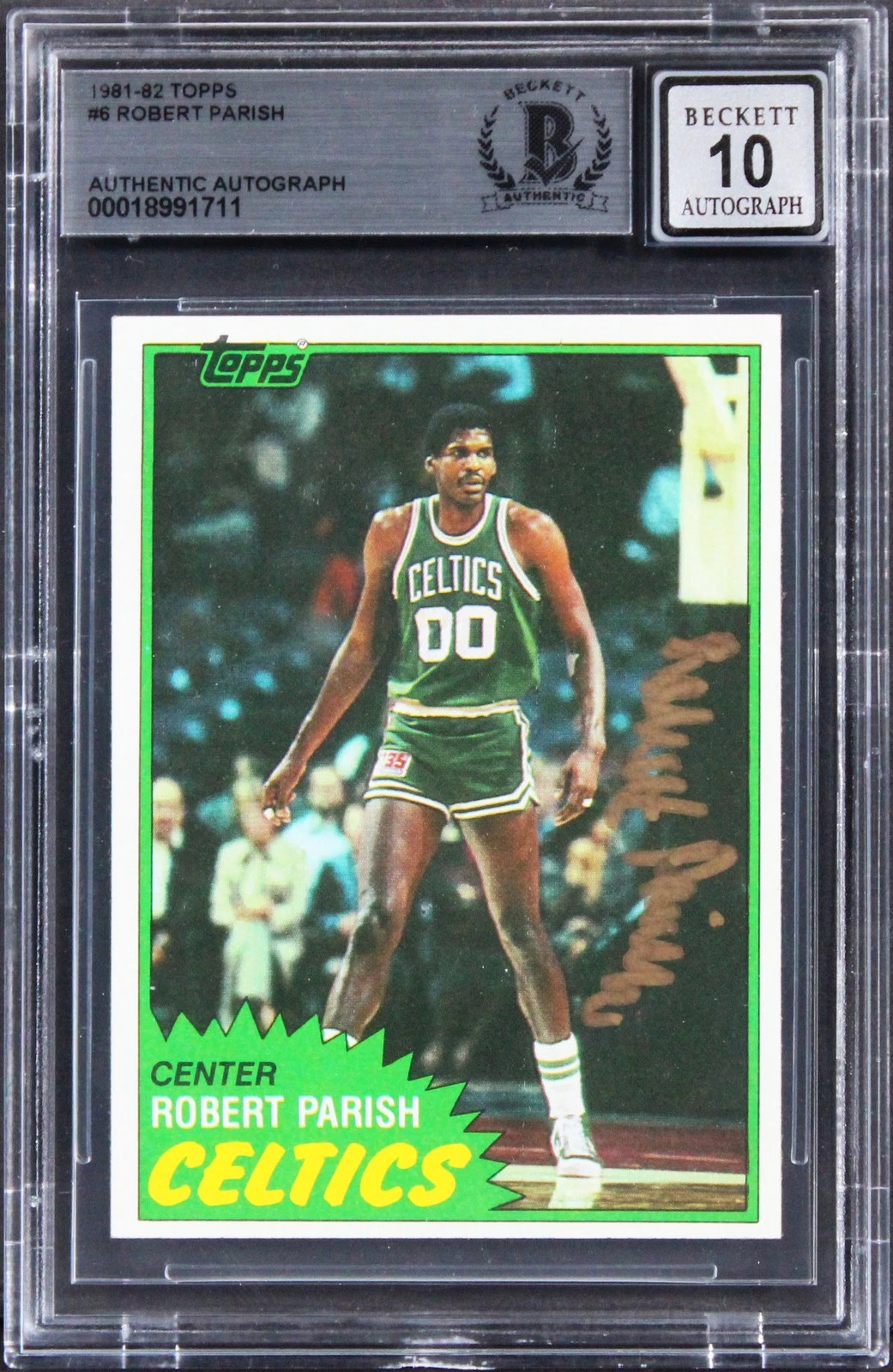 Celtics Robert Parish Signed 1981 Topps #6 Card Auto Graded Mint 10! BAS Slabbed