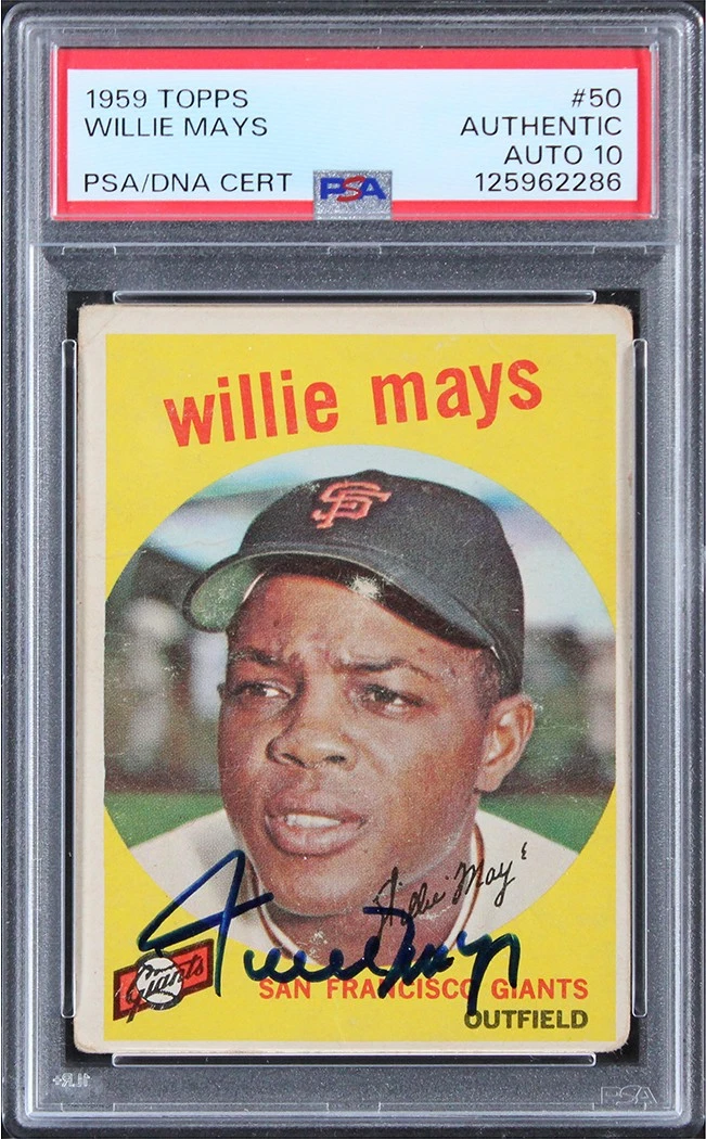 Giants Willie Mays Authentic Signed 1959 Topps #50 Card Auto 10! PSA/DNA Slabbed