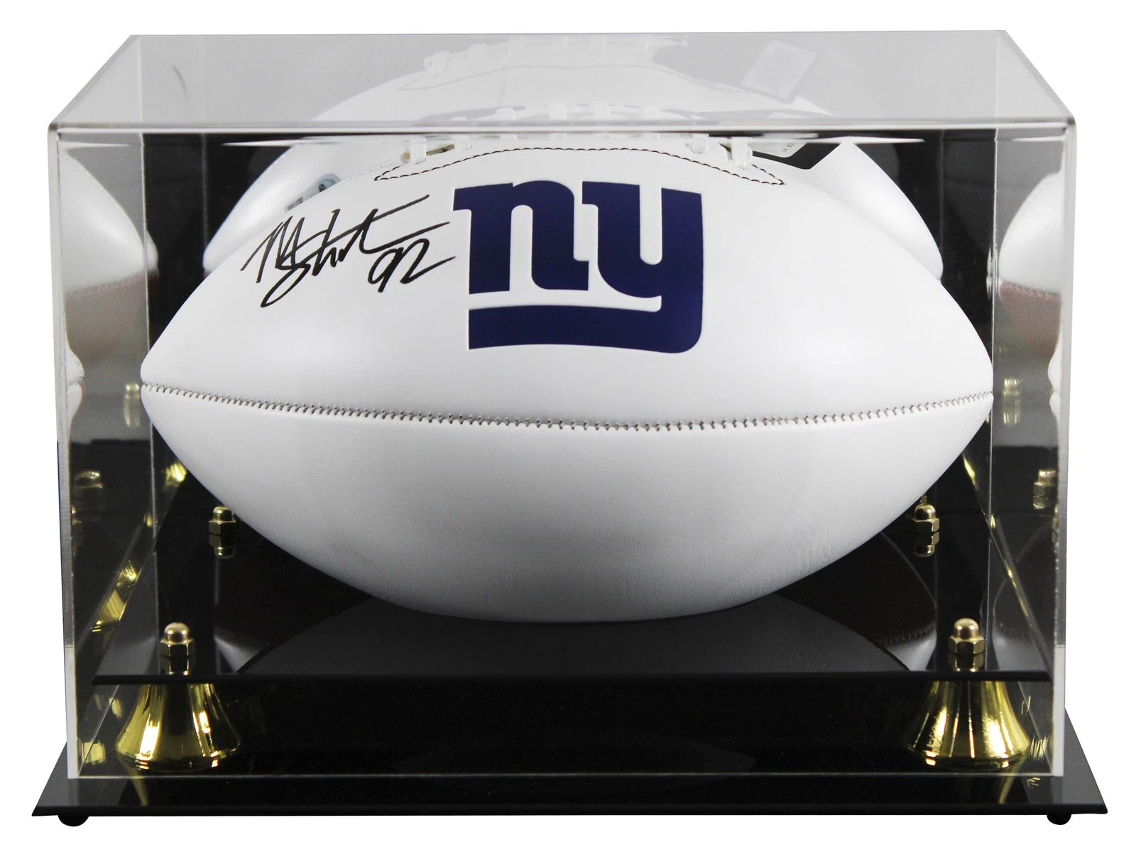 Giants Michael Strahan Signed Franklin White Panel Logo Football W/ Case BAS Wit