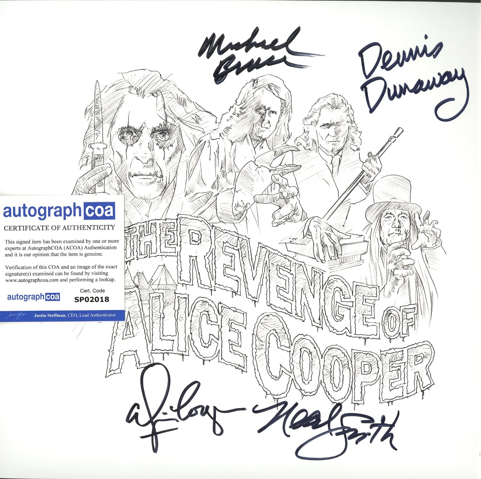 Alice Cooper Revenge of FLAT signed by Alice, Michael, Dennis and Neil ACOA