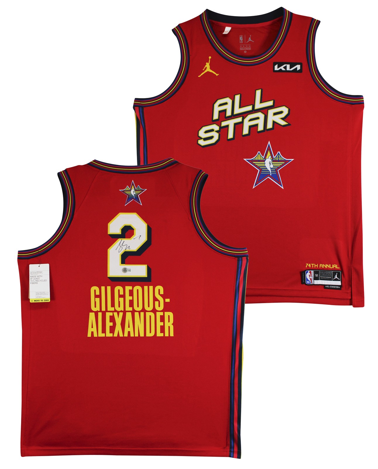 Thunder Shai Gilgeous-Alexander Signed Red ASG Nike Jordan Swingman Jersey BAS
