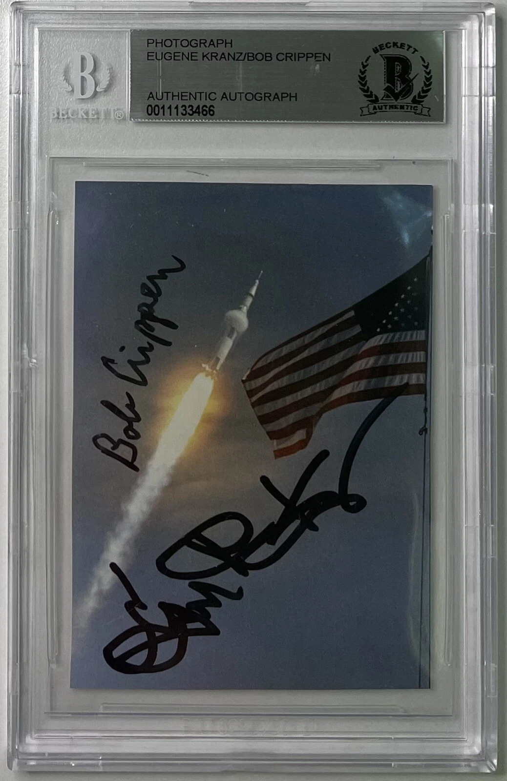 ROBERT CRIPPEN EUGENE KRANZ DUAL SIGNED PHOTOGRAPH ASTRONAUT AUTOGRAPH BAS BGS