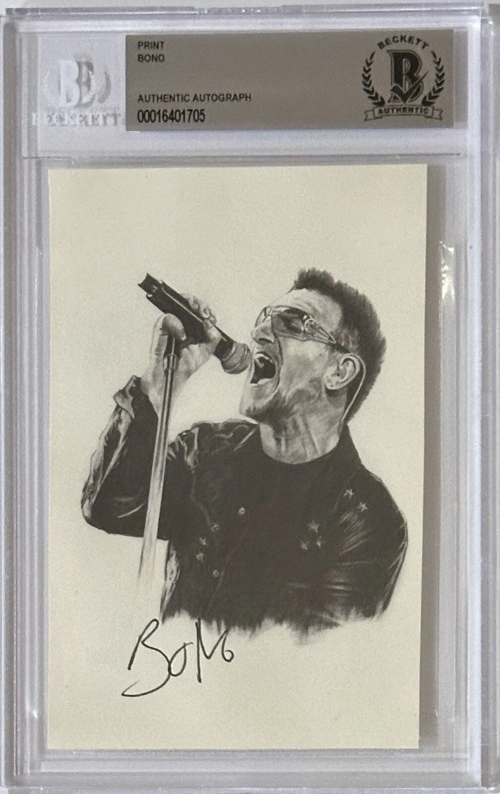 Bono U2 Signed Picture Photograph Print BAS Beckett COA Certified Autographed
