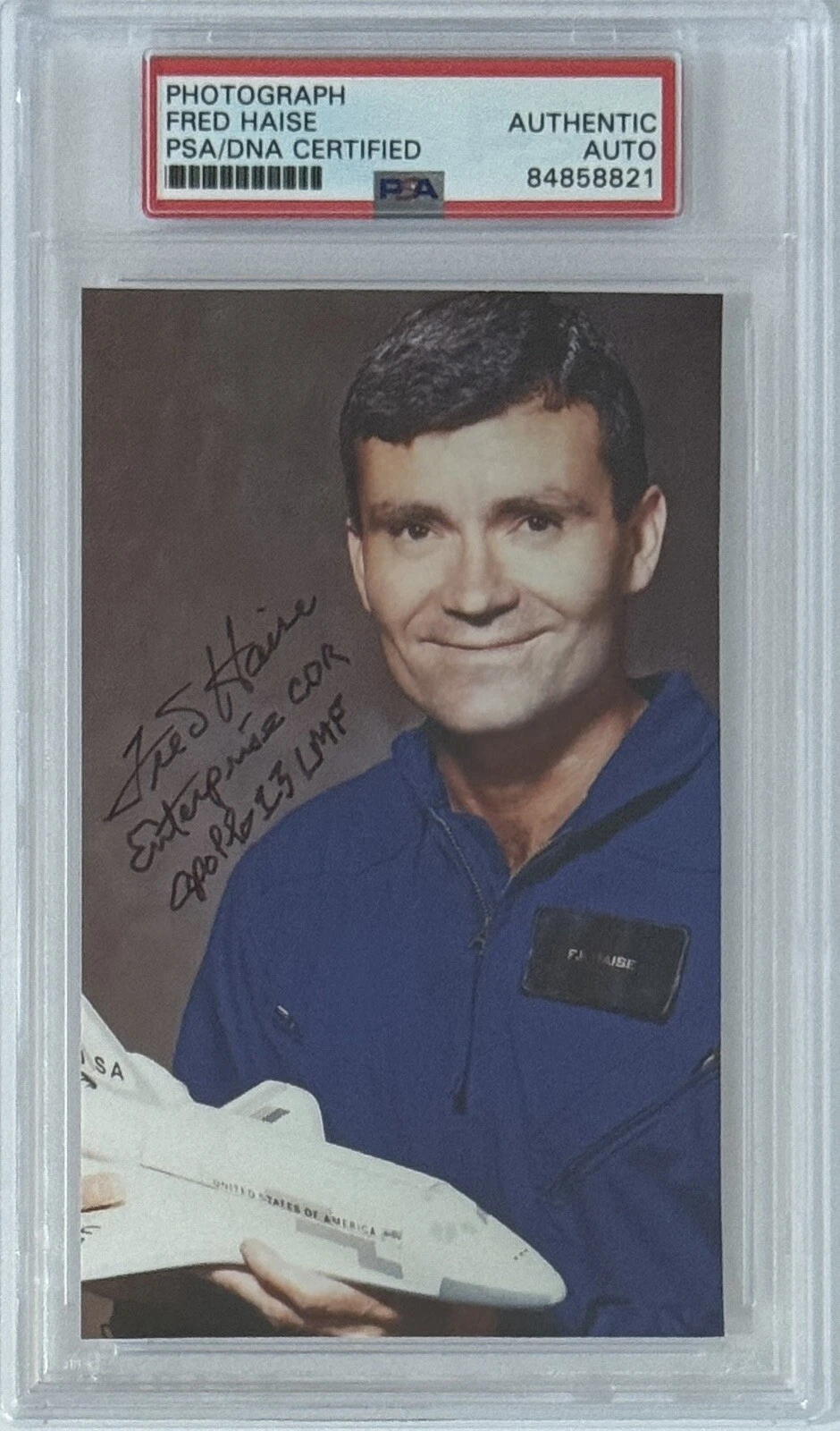 FRED HAISE SIGNED PSA DNA COA AUTOGRAPHED APOLLO 13 LMP PHOTOGRAPH ASTRONAUT