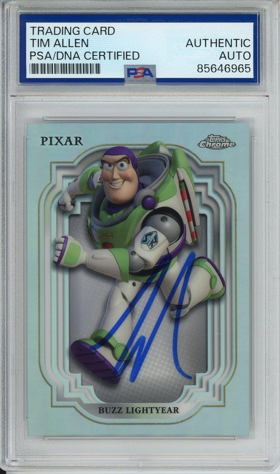 2024 TOPPS CHROME DISNEY REFRACTOR BUZZ LIGHTYEAR SIGNED TIM ALLEN PSA DNA COA