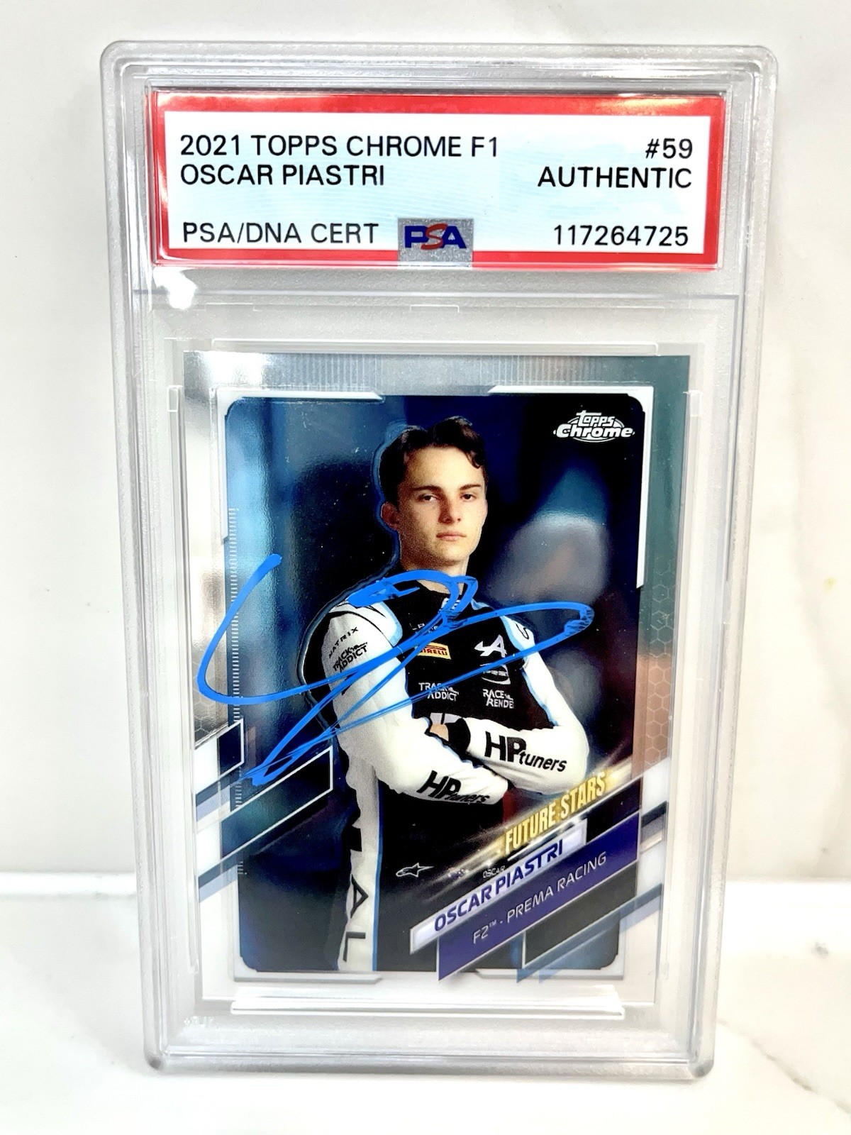 OSCAR PIASTRI SIGNED 2021 TOPPS CHROME FORMULA 1 ROOKIE CARD RC PSA CERT #1