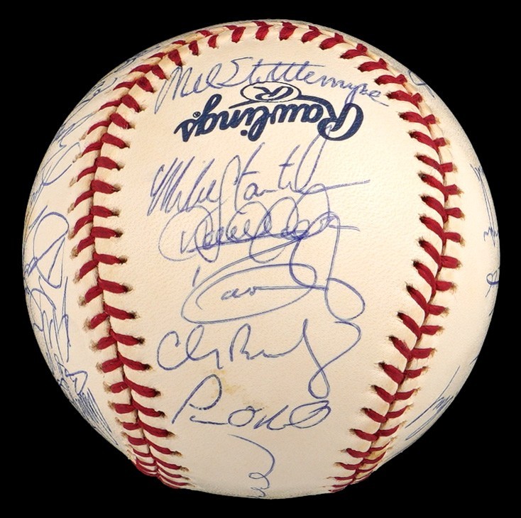 2001 New York Yankees AL Champs Team Signed Baseball 31 Sigs Derek Jeter PSA DNA