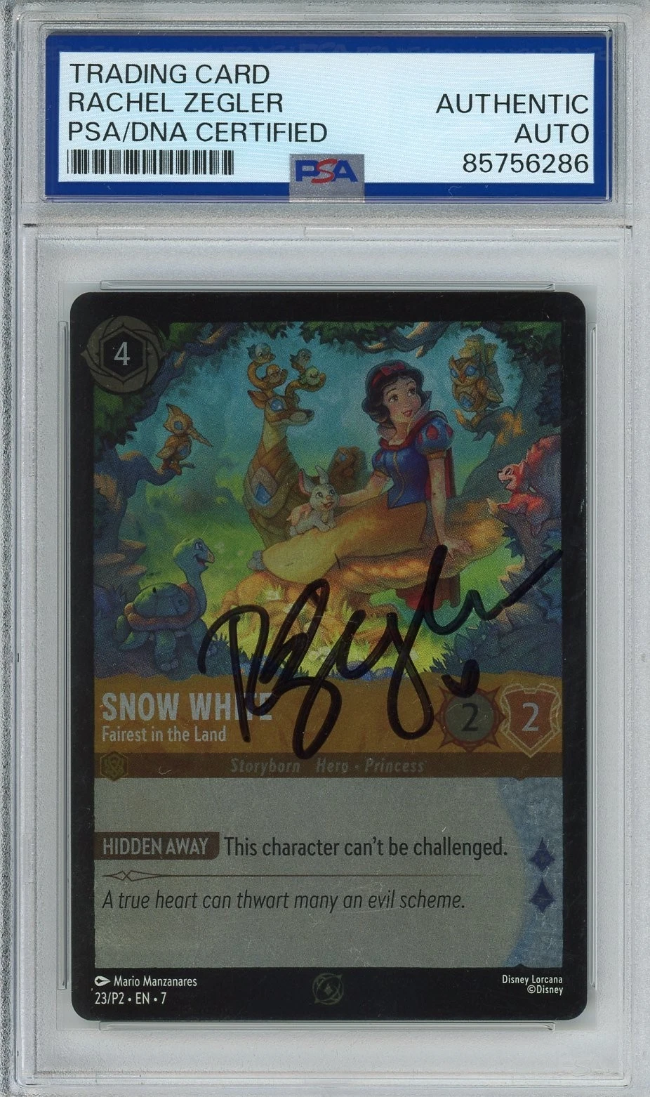 2024 DISNEY LORCANA COLD FOIL SNOW WHITE SIGNED CARD RACHEL ZEGLER PSA DNA COA