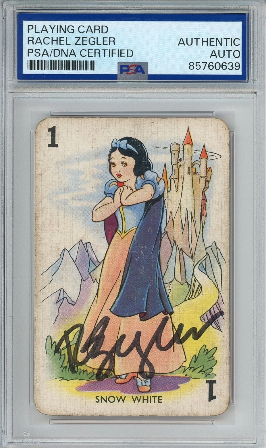 DISNEY SNOW WHITE 7 DWARFS SIGNED VINTAGE PLAYING CARD RACHEL ZEGLER PSA DNA COA