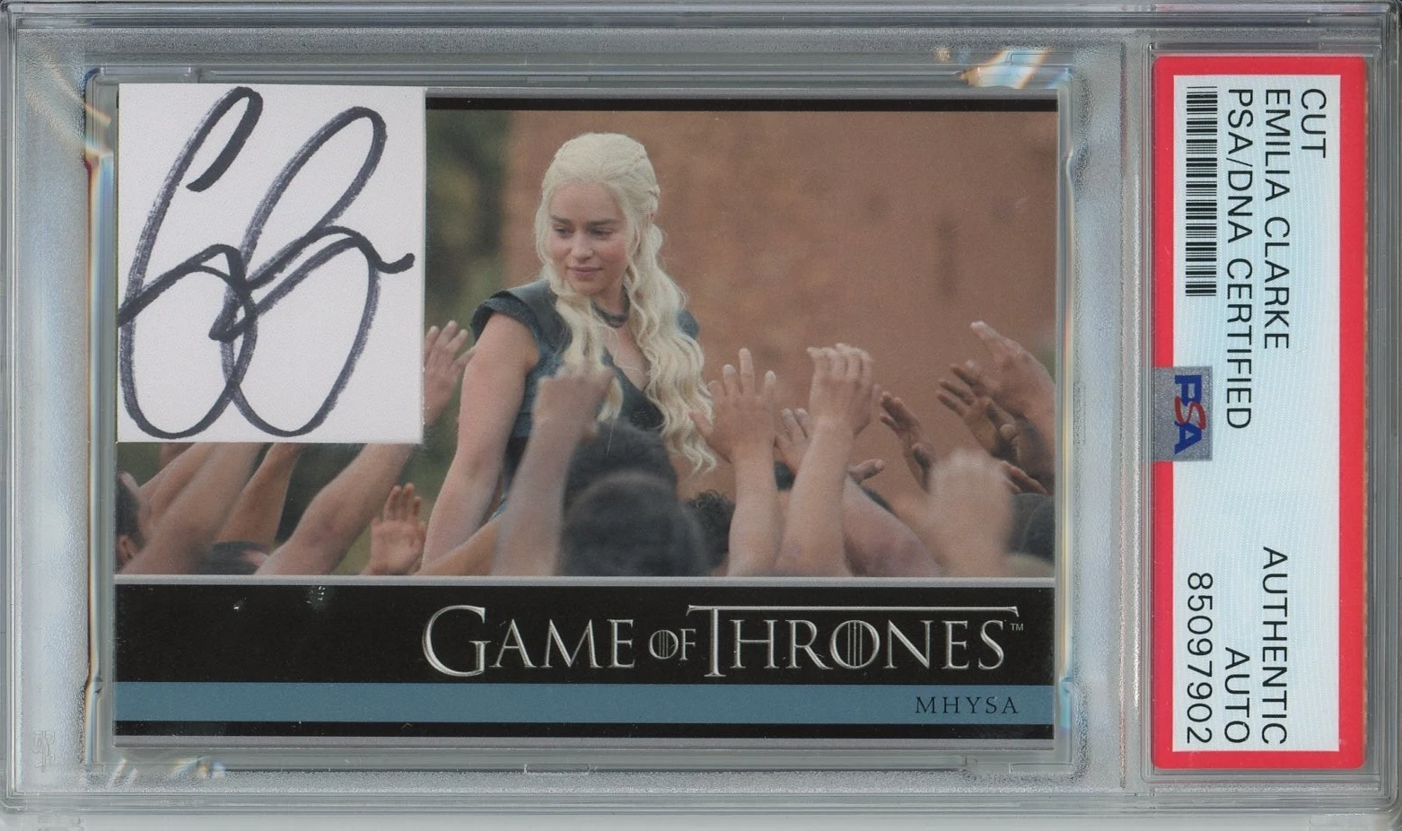 2014 RITTENHOUSE GAME OF THRONES CARD EMILIA CLARKE AUTO CUT PSA DNA COA SIGNED