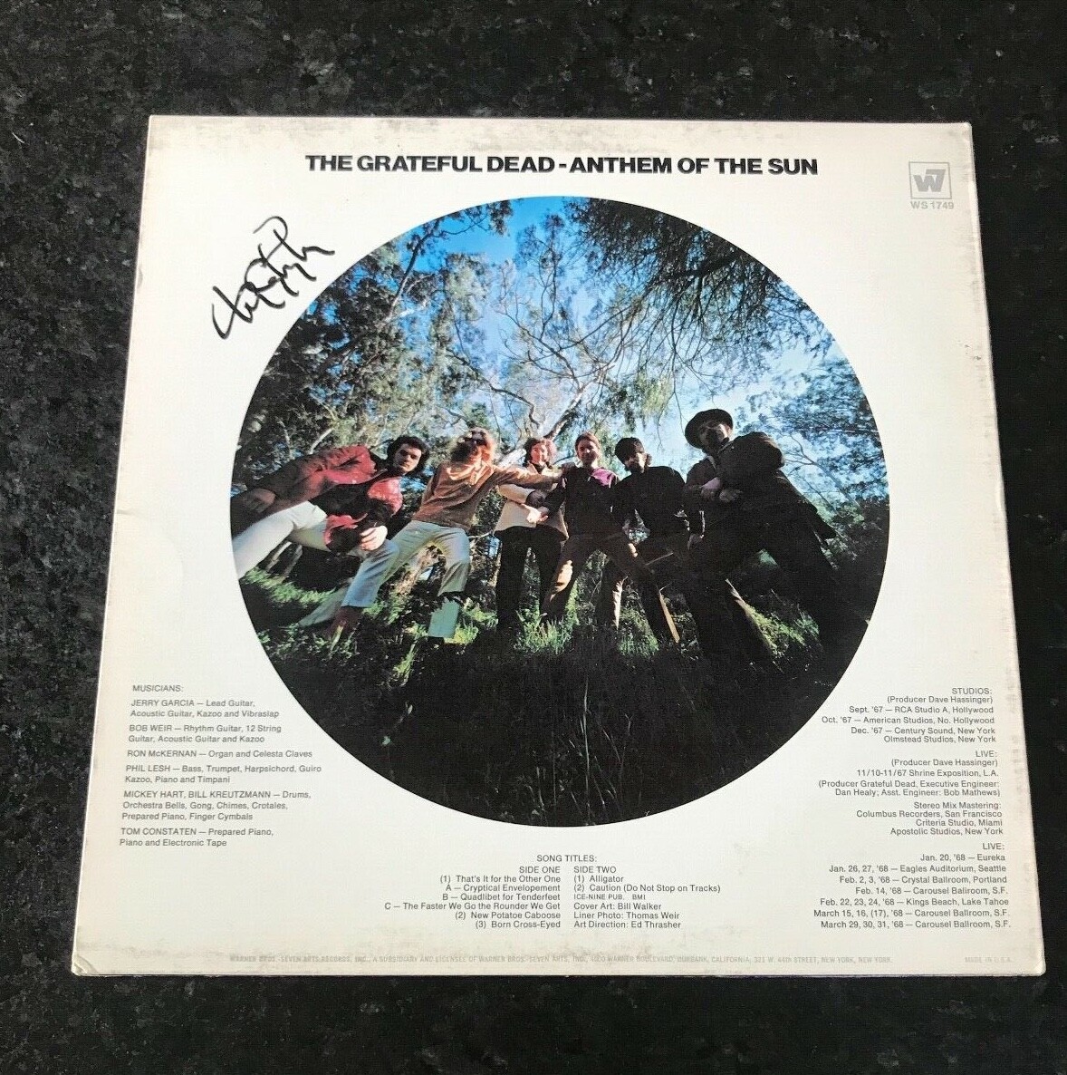 * TOM CONSTANTEN * signed vinyl album * GRATEFUL DEAD * ANTHEM OF THE SUN * 2