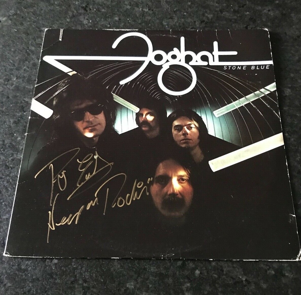 * ROGER EARL * signed vinyl album * STONE BLUE * FOGHAT * 1