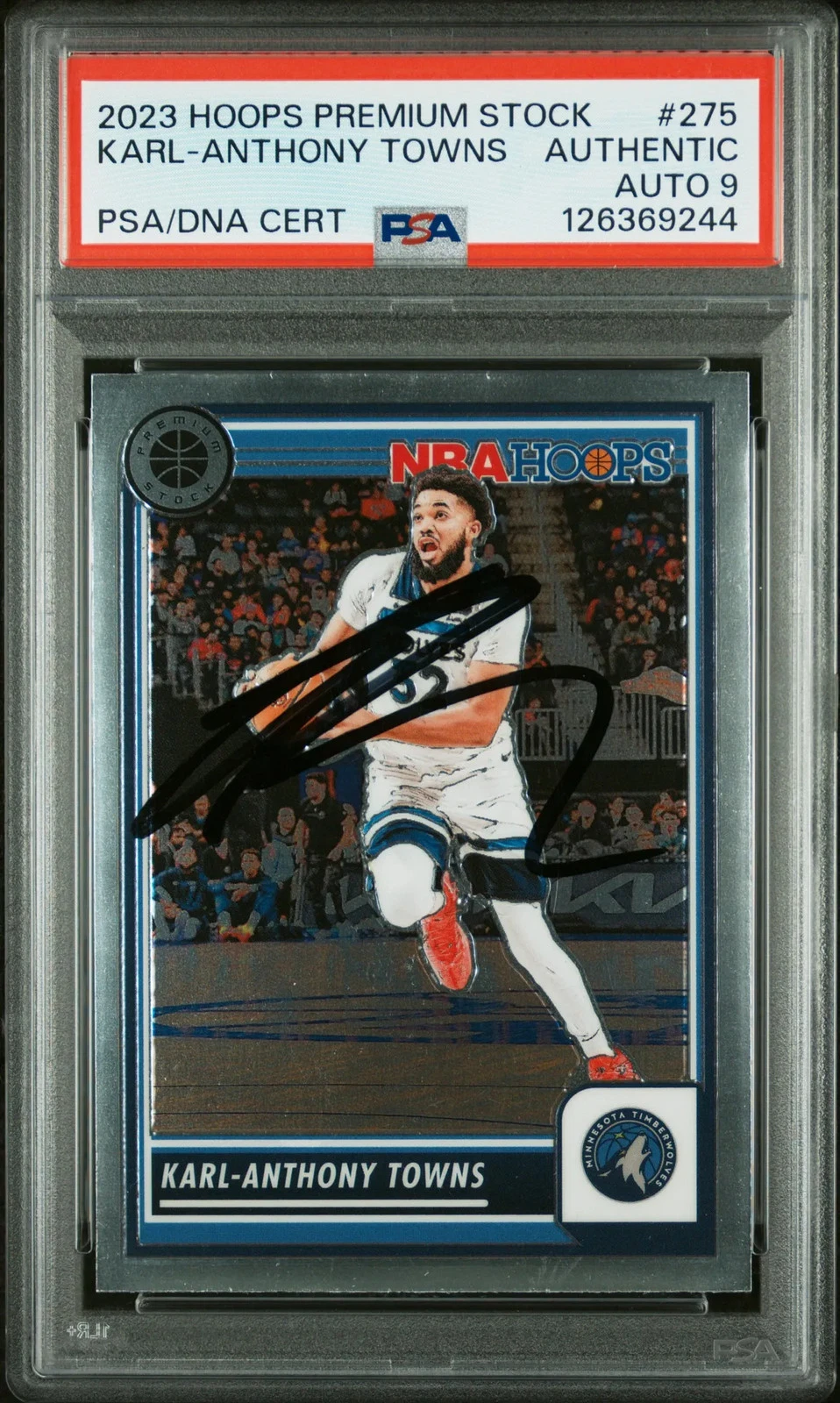 Karl-Anthony Towns 2023 Hoops Premium #275 Signed Card PSA A Auto 9 Autographed
